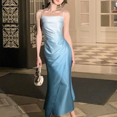 サテン グラデント スリップ ドレス 夕方 ドレス 魅力的な スリミング 公式 ドレス
