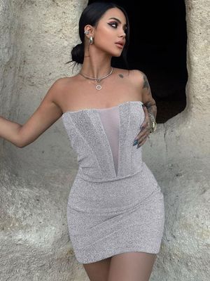 ファッション パッケージ ヒップドレス メルセライズド 胸空っぽ スリムバッグ ヒップセクシー ナイトクラブドレス