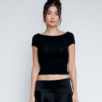 ホット スリム セクシー 背中なし ショート カップ ストリートスタイル 短袖Tシャツ 女
