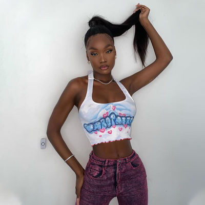 新しい女性のカスタム 波紋のエッジ 蕾のハルター 文字印の小さなベスト