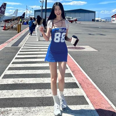 サマー・ニュー・ファッション セクシー・タイト・プリント ウラップ ヒップスカート+ガージー・ショート・リーフ・ベストセット